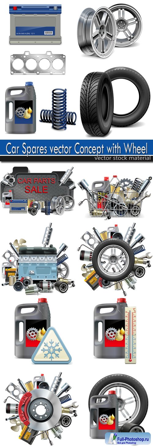 Car Spares vector Concept with Wheel