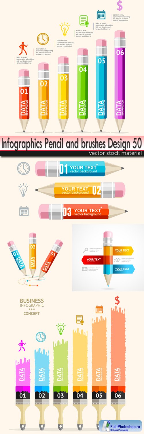 Infographics Pencil and brushes Design 50