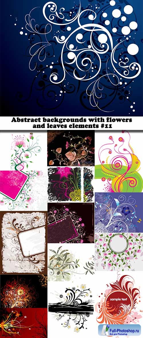 Abstract backgrounds with flowers and leaves elements #11