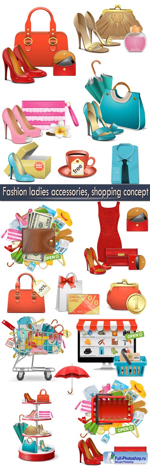 Fashion ladies accessories, shopping concept