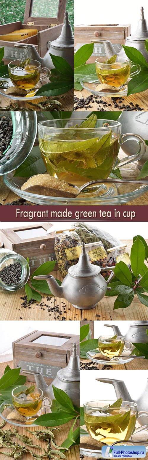 Fragrant made green tea in cup