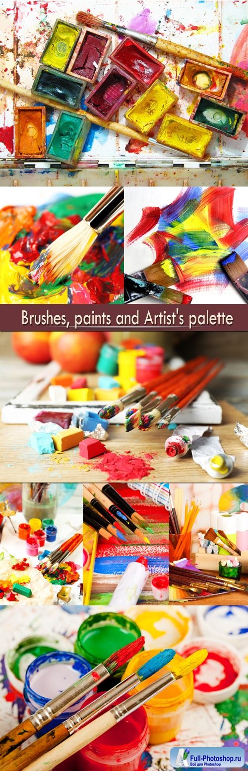 Brushes, paints and Artist's palette