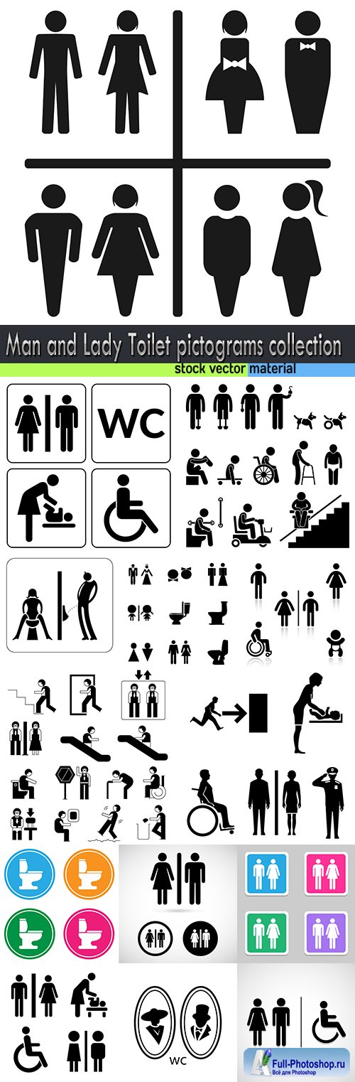 Man and Lady Toilet pictograms collection