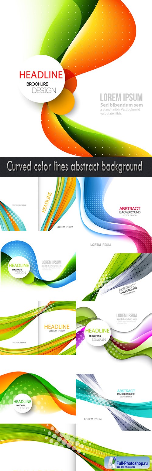 Curved color lines abstract background