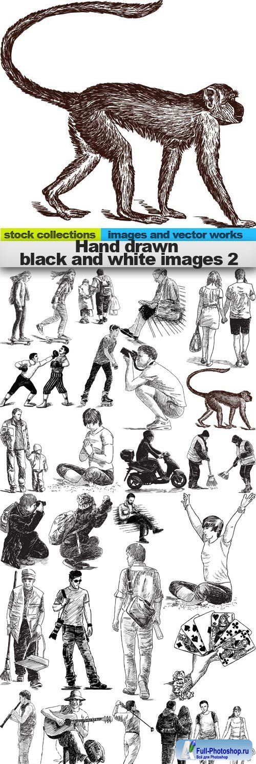 Hand drawn black and white images 2