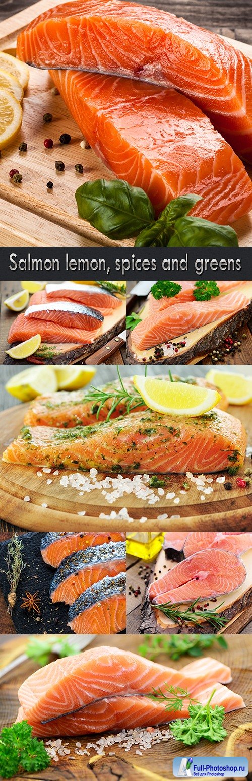 Salmon lemon, spices and greens