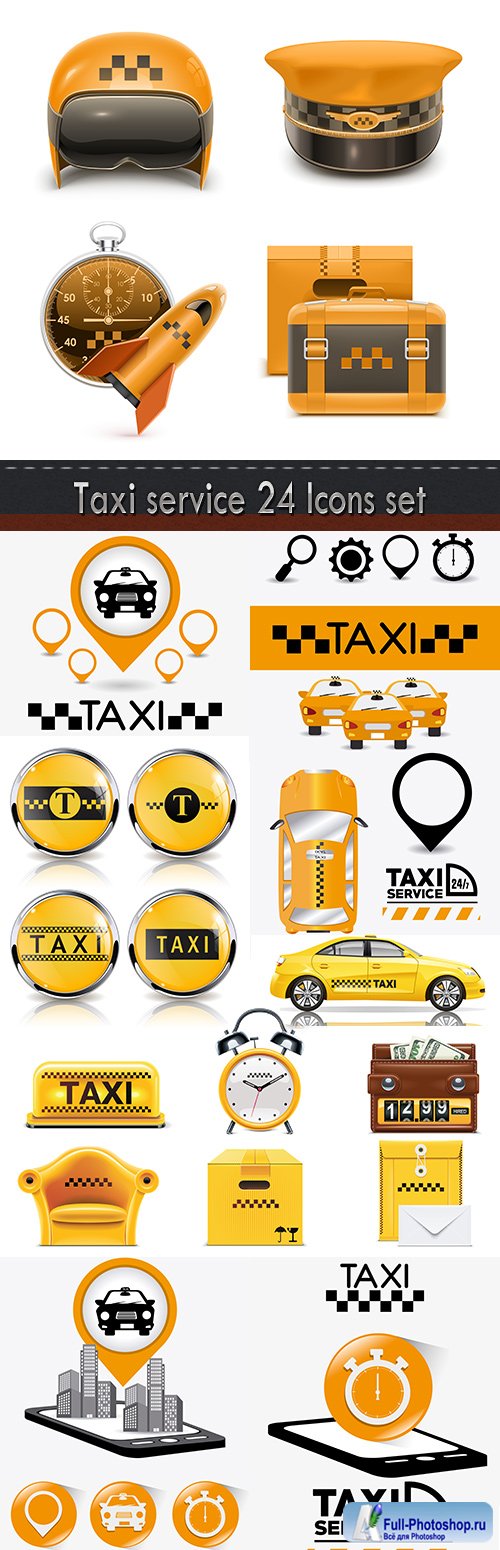 Taxi service 24 Icons set