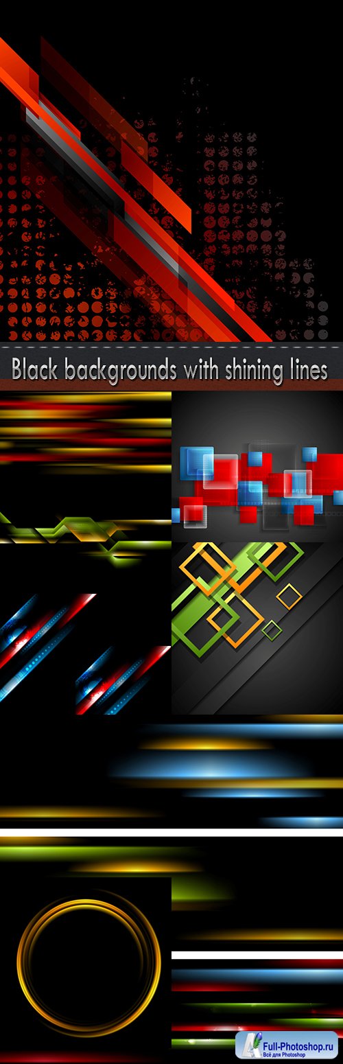Black backgrounds with shining lines