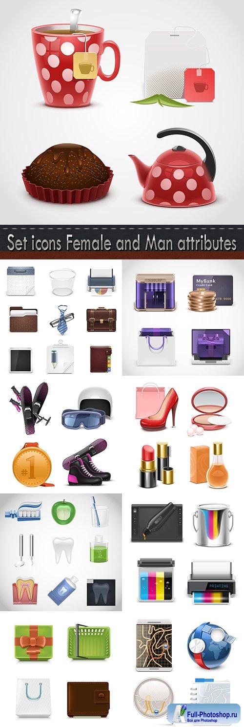 Set icons Female and Man attributes