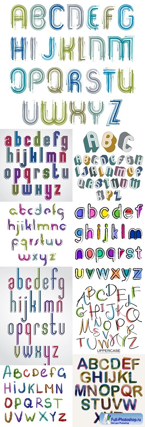 Collection different color Fonts design