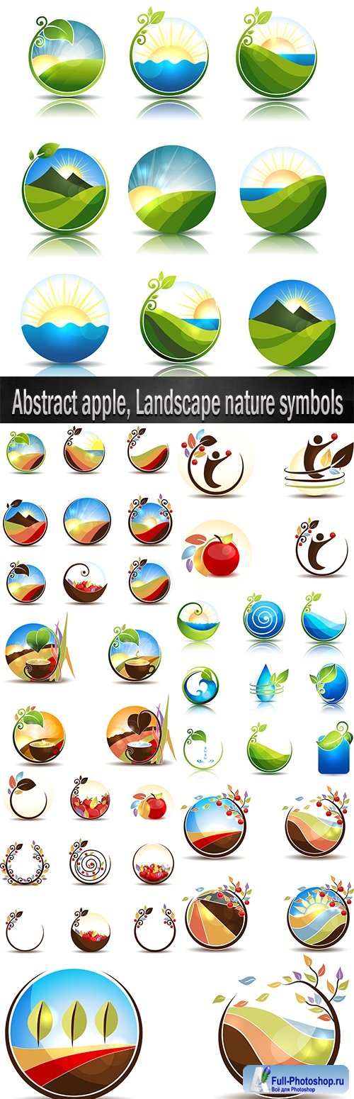 Abstract apple, Landscape nature symbols