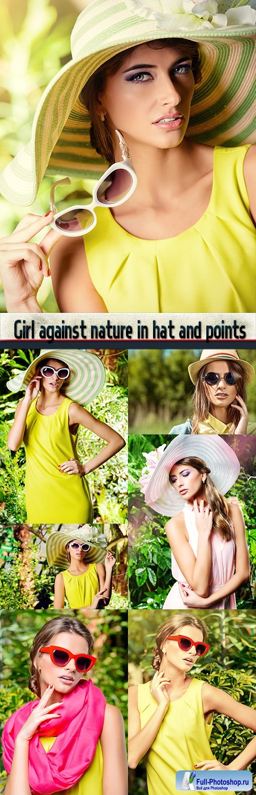 Girl against nature in hat and points