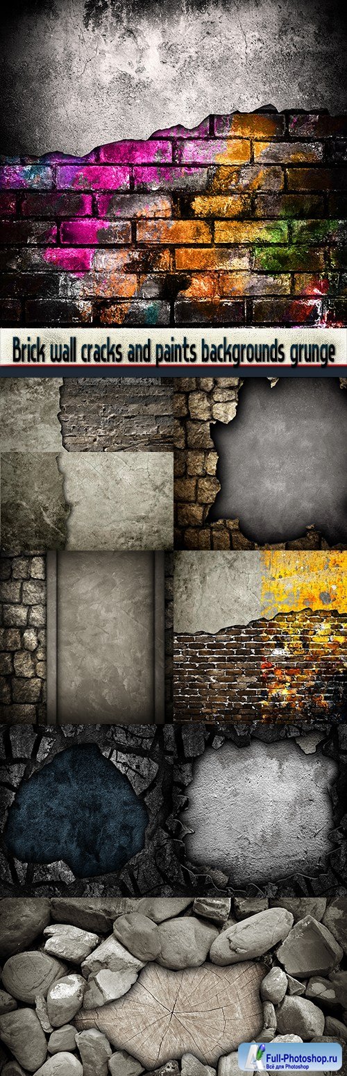 Brick wall cracks and paints backgrounds grunge