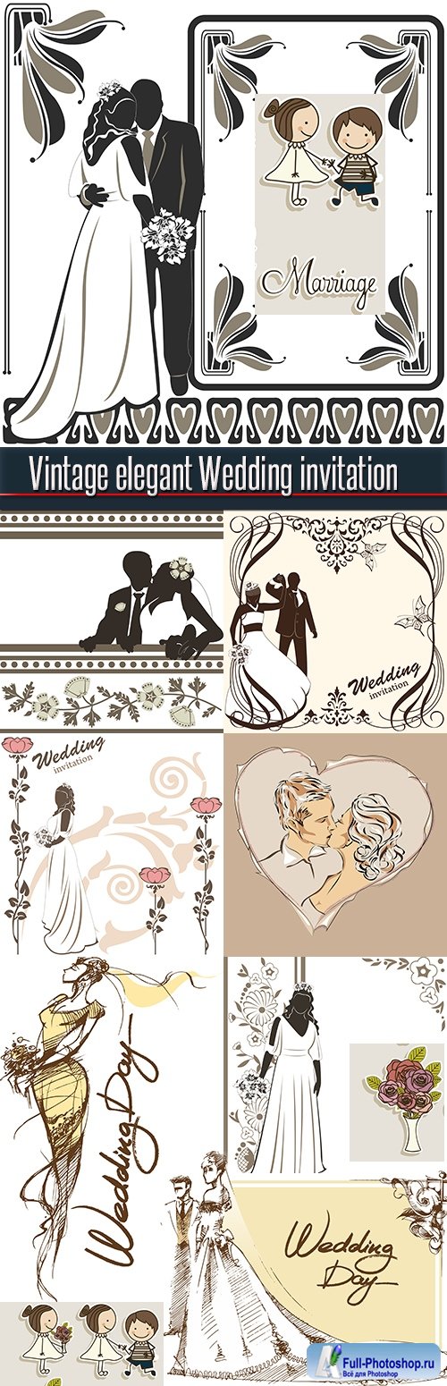 Vintage elegant Wedding invitation