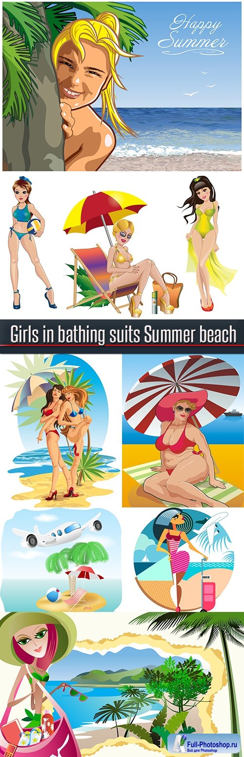 Girls in bathing suits Summer beach