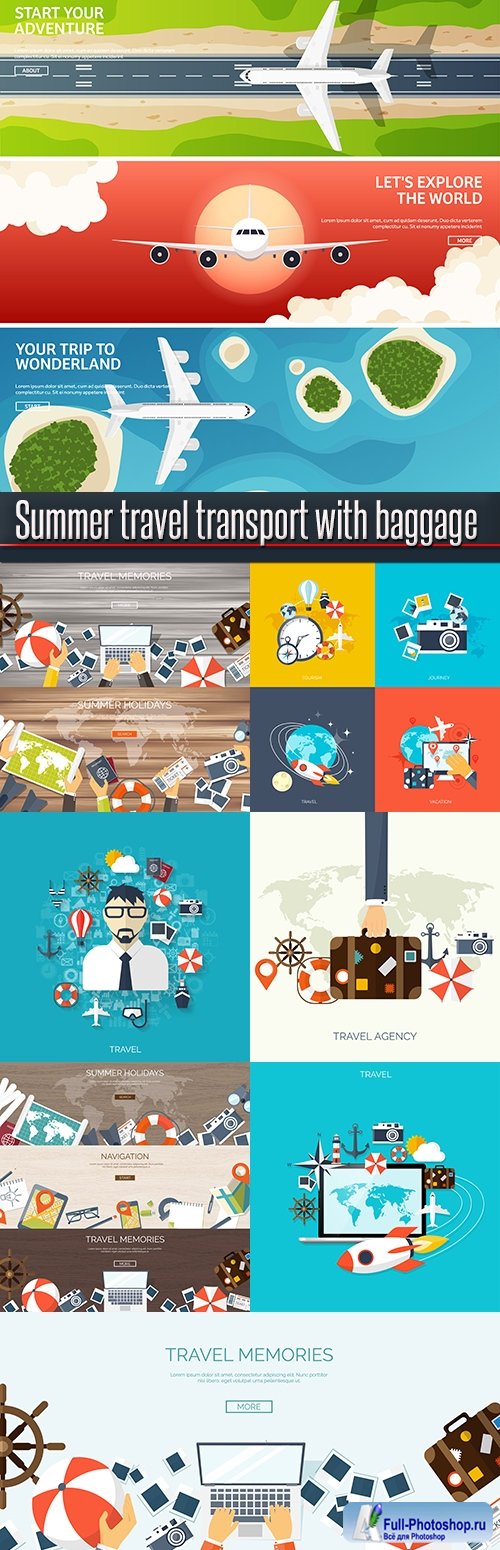 Summer travel transport with baggage
