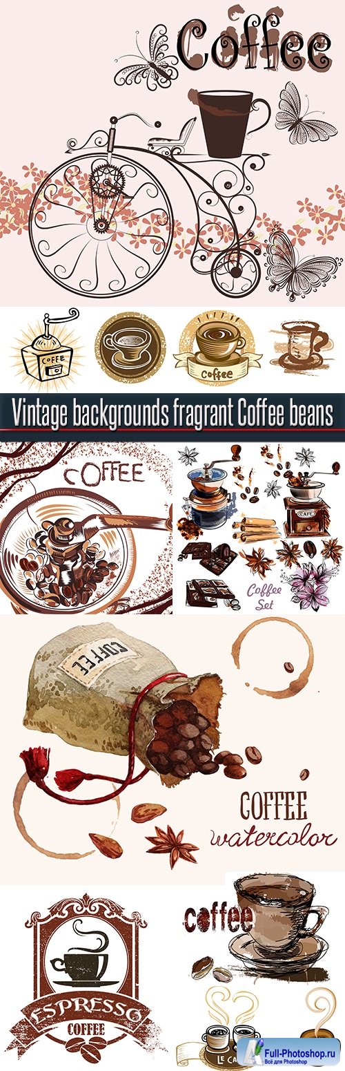 Vintage backgrounds fragrant Coffee beans