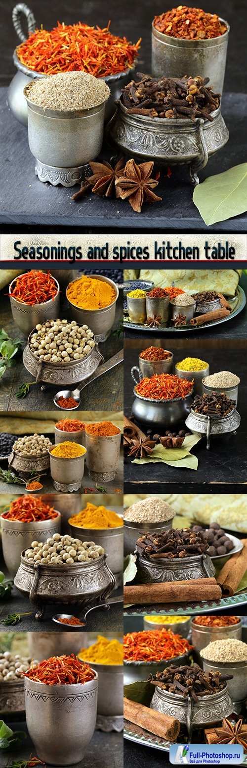 Seasonings and spices kitchen table