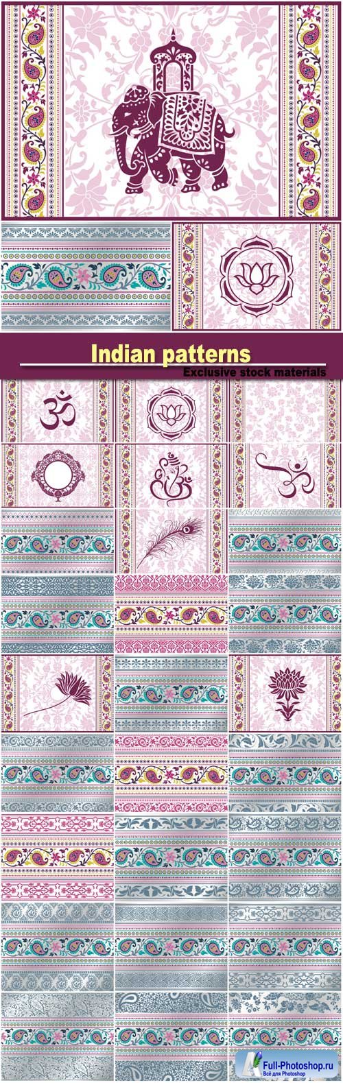 Vector background with Indian patterns and symbols