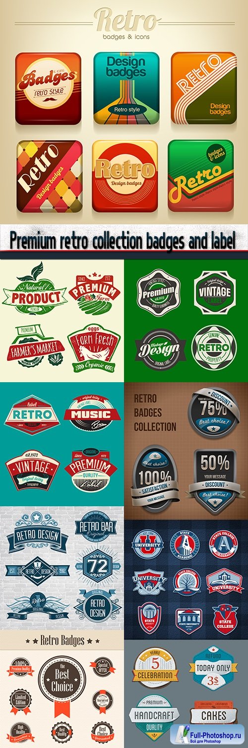 Premium retro collection badges and label