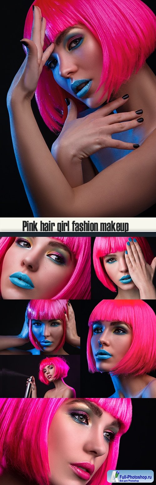Pink hair girl fashion makeup