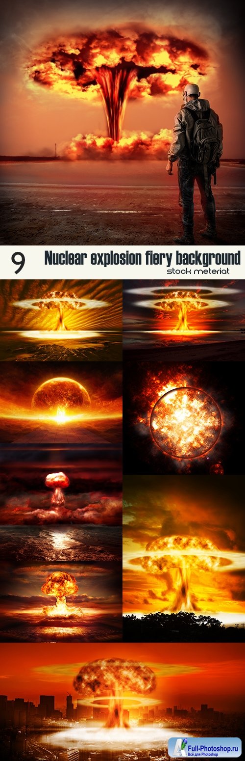 Nuclear explosion fiery background