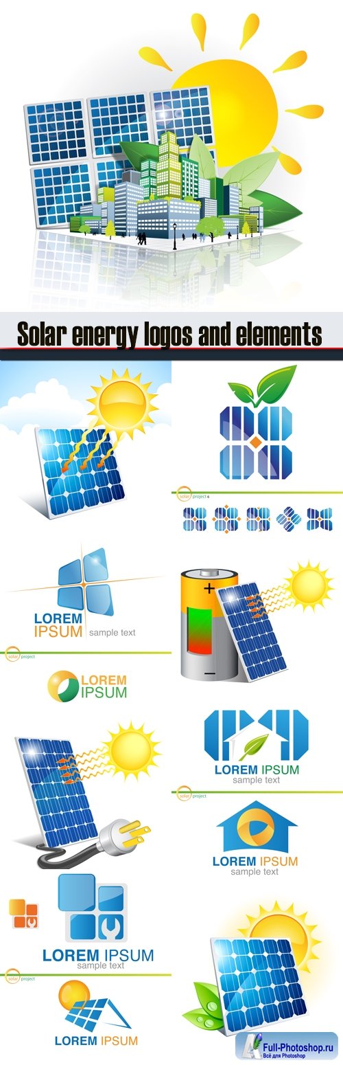 Solar energy logos and elements design