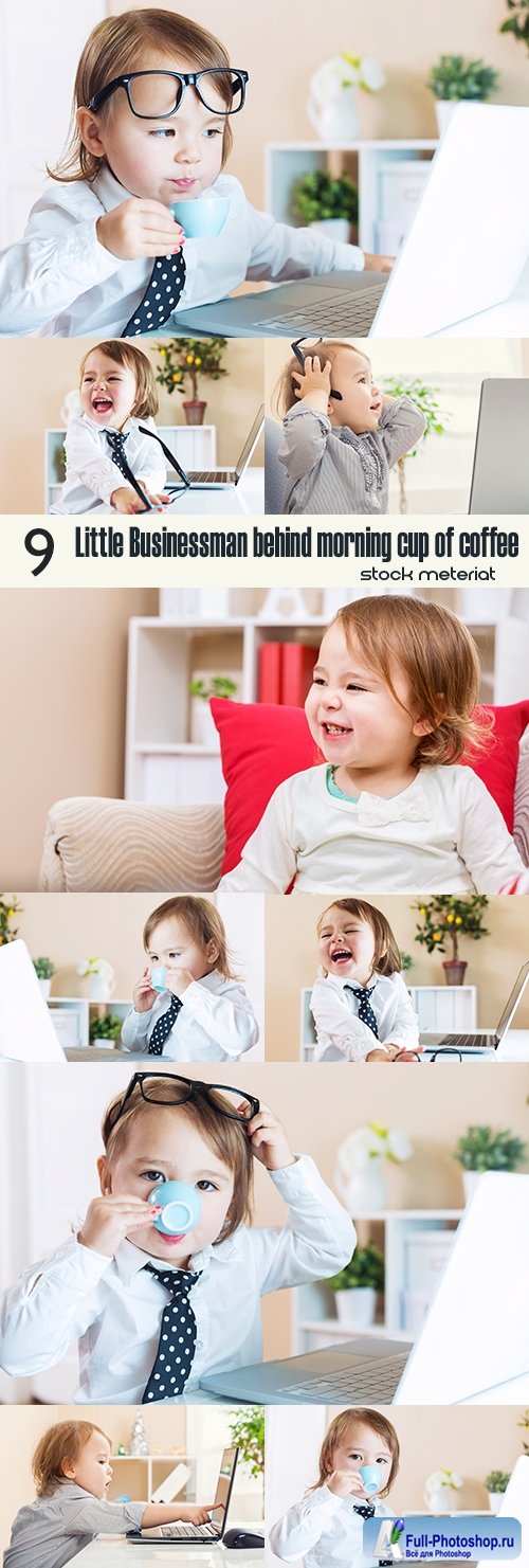 Little Businessman behind morning cup of coffee