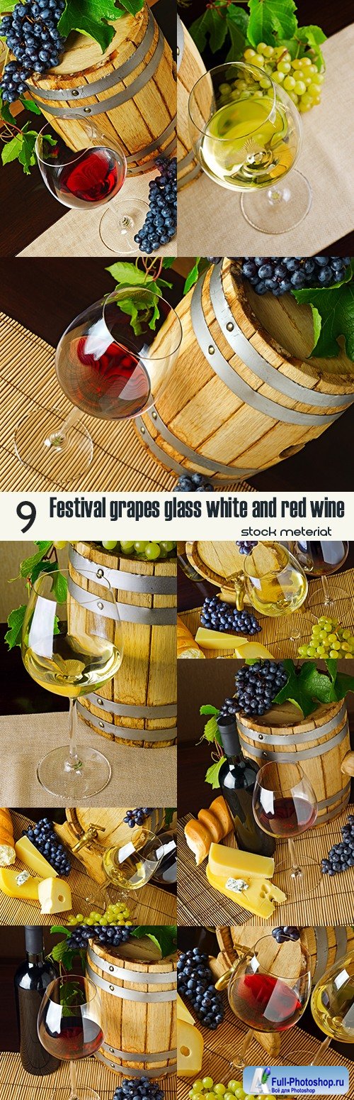Festival grapes glass white and red wine