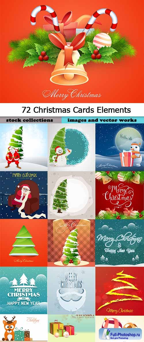 72 Christmas Cards Elements Bundle