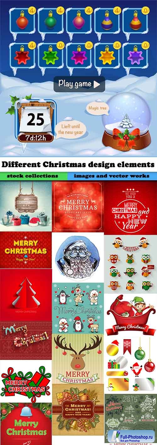Different Christmas design elements 