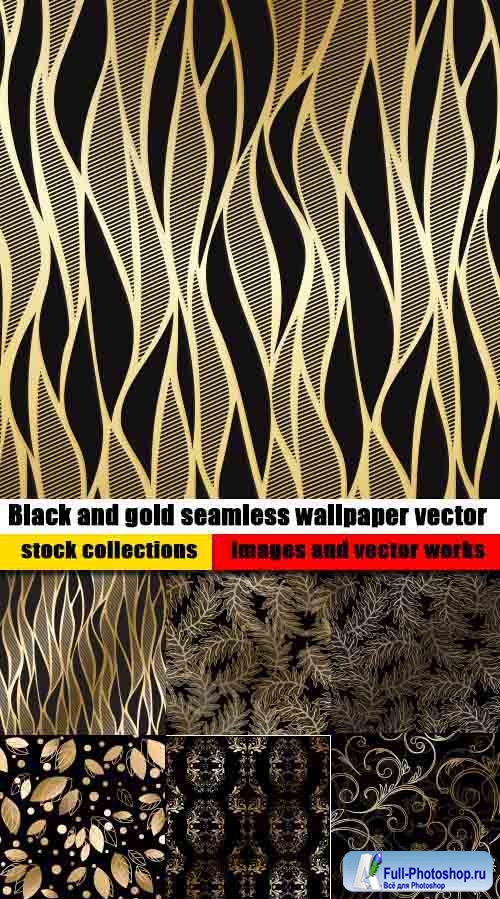 Black and gold seamless wallpaper vector