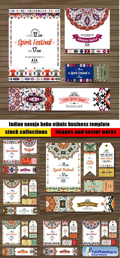 Indian navajo boho ethnic business template