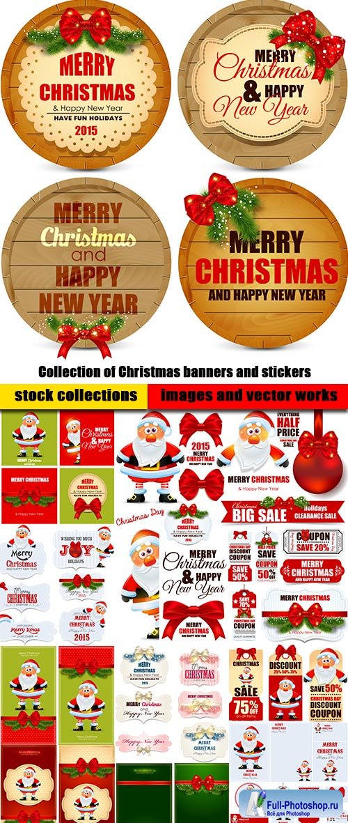 Collection of Christmas banners and stickers