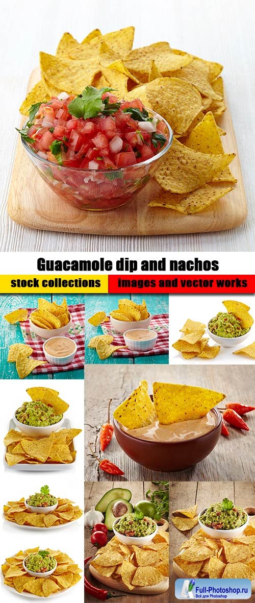 Guacamole dip and nachos