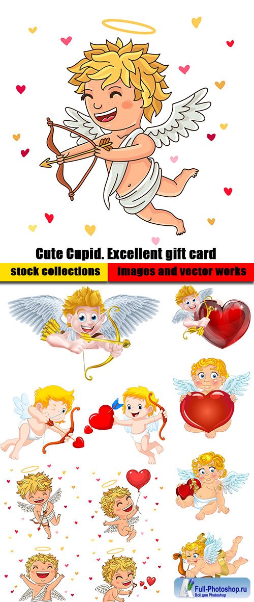 Cute Cupid. Excellent gift card for Valentines Day