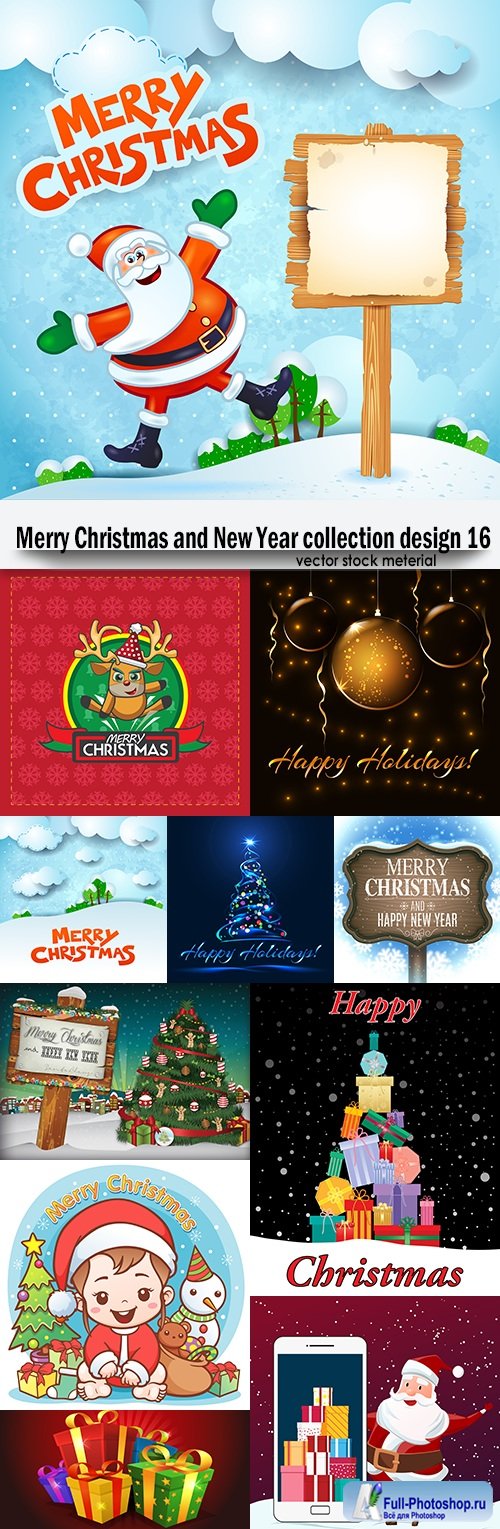 Merry Christmas and New Year collection design 16