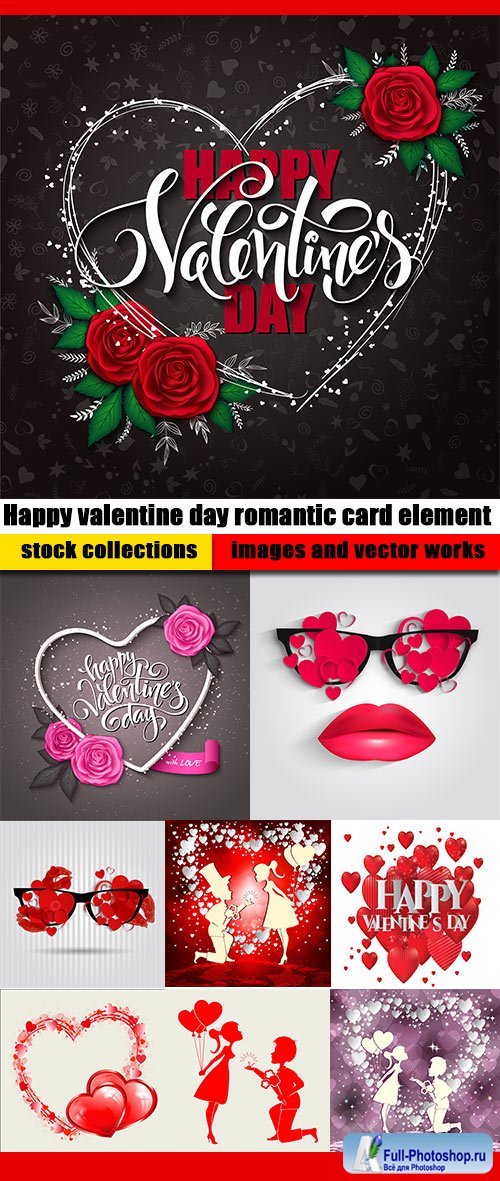 Happy valentine day romantic card element
