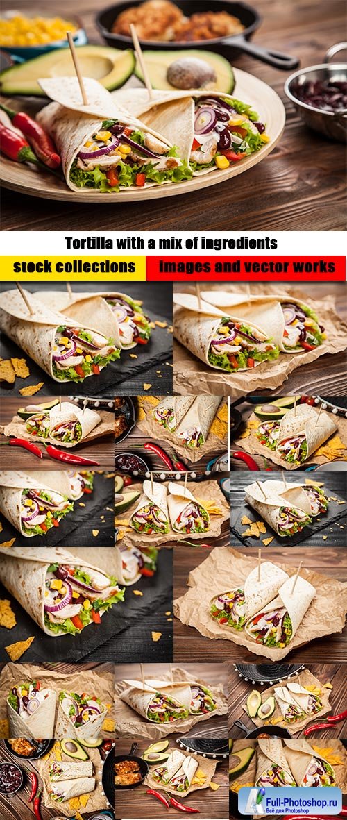 Tortilla with a mix of ingredients - Mexican food 2