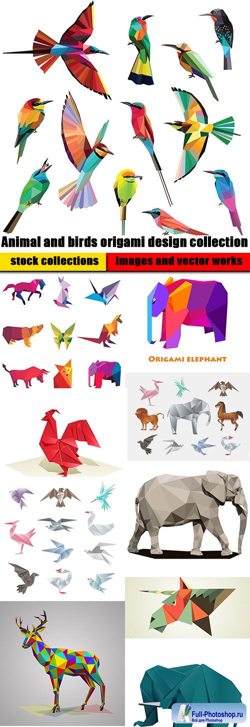 Animal and birds origami design collection