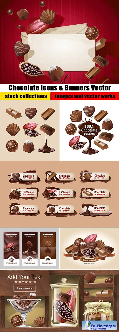 Chocolate Icons & Banners Vector