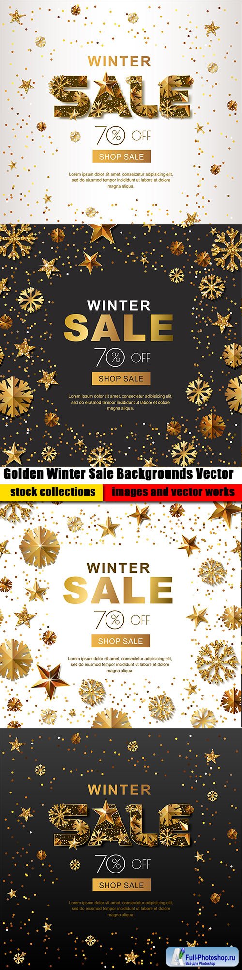 Golden Winter Sale Backgrounds Vector
