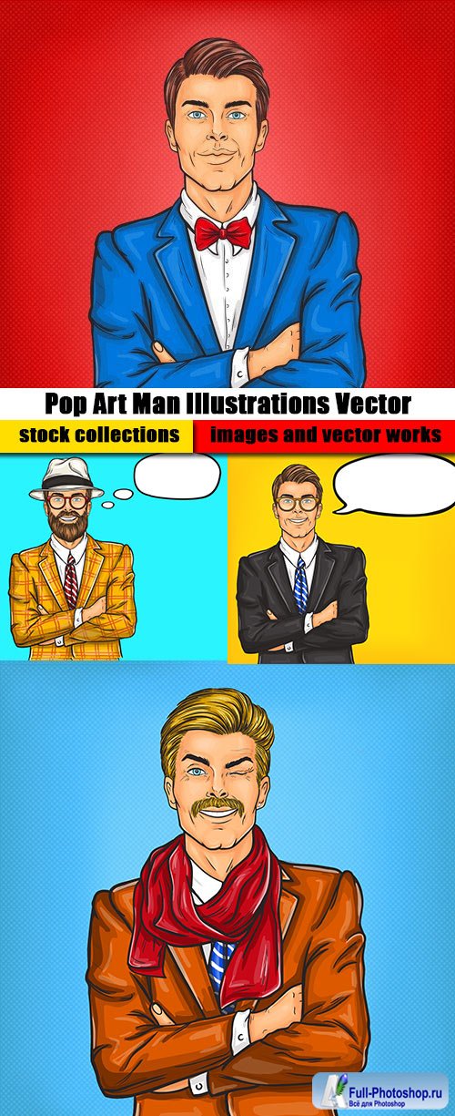Pop Art Man Illustrations Vector