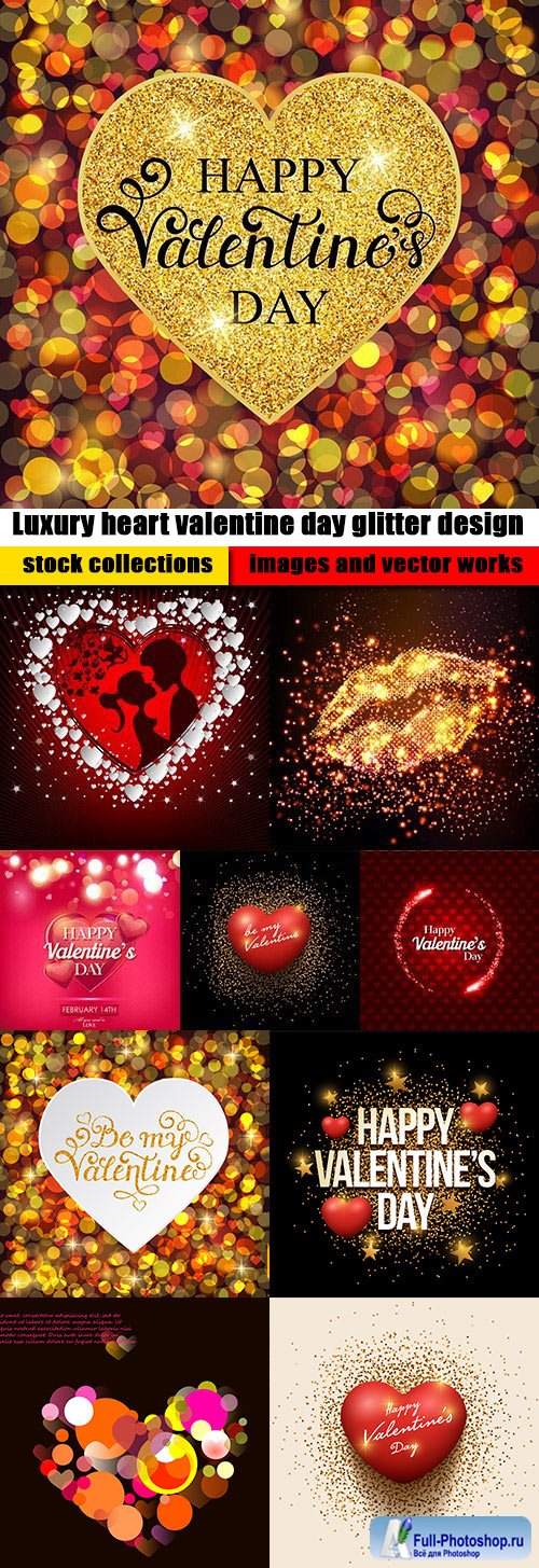 Luxury heart valentine day glitter design