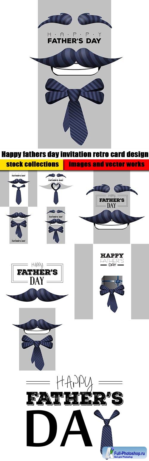 Happy fathers day invitation retro card design