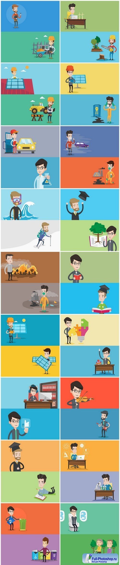 Life of people - flat design 2, Set of 20xEPS Professional Vector Stock