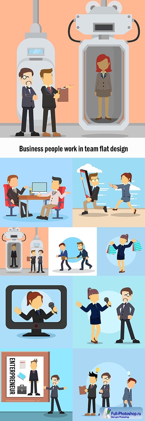 Business people work in team flat design