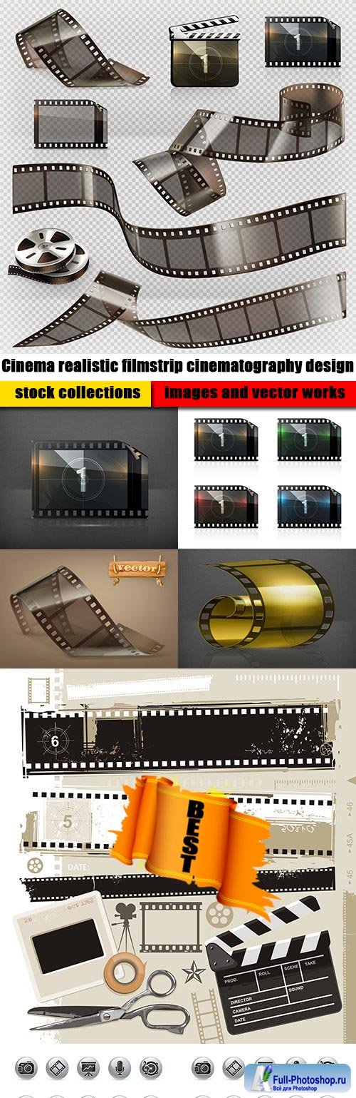 Cinema realistic filmstrip cinematography design