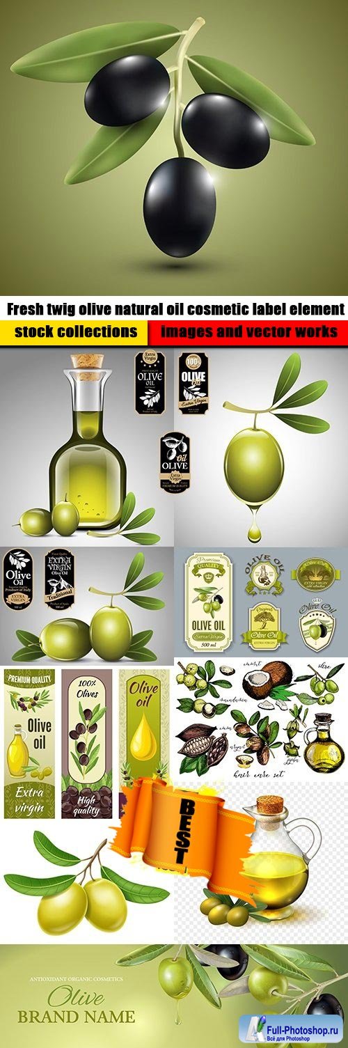 Fresh twig olive natural oil cosmetic label element