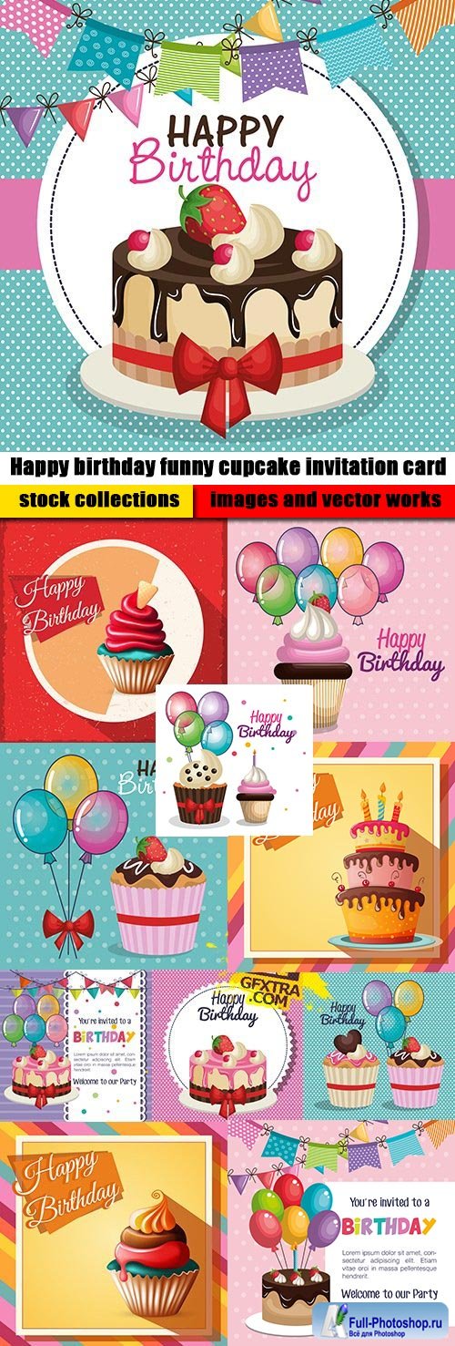 Happy birthday funny cupcake invitation card